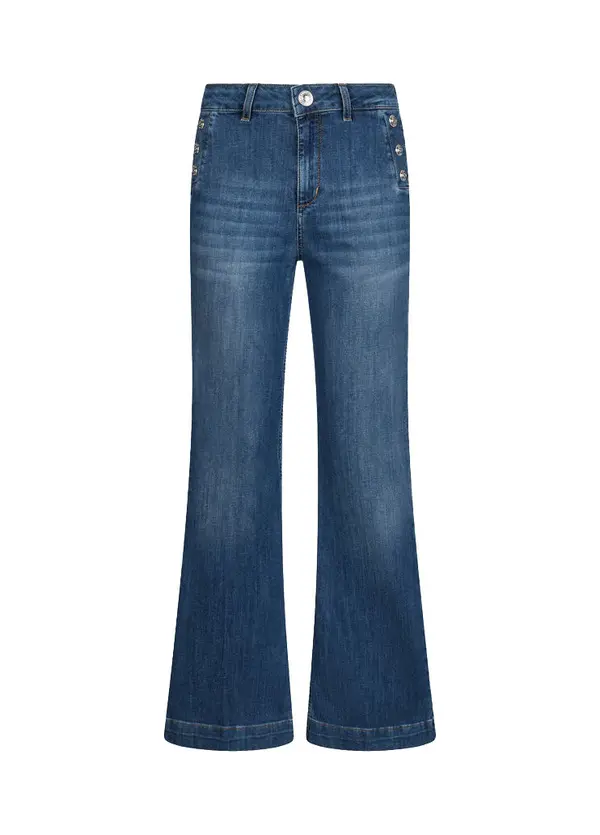 High-rise Flared jeans with Decorative Buttons