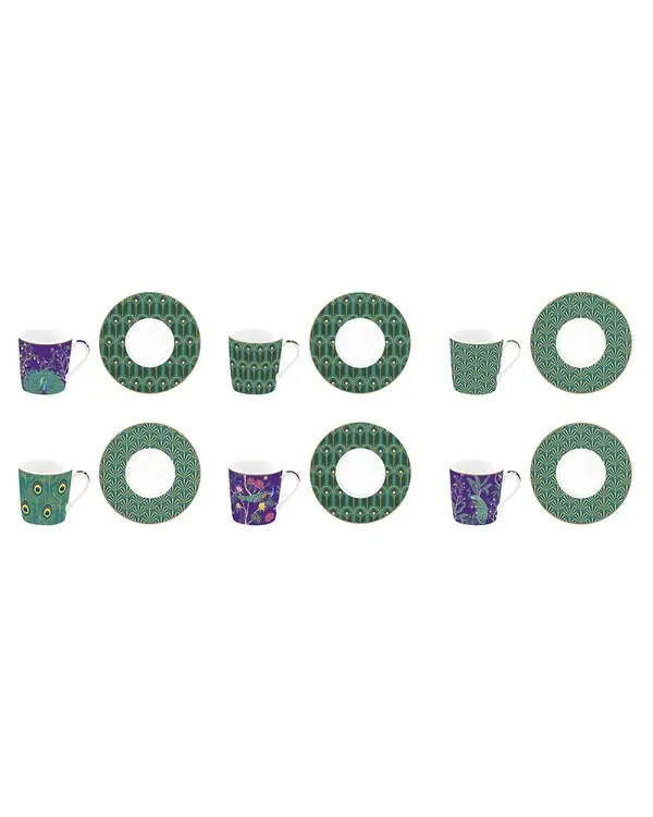 Set 6 Coffee Cups & Saucers In Porcelain 100 Ml R0126#Impp