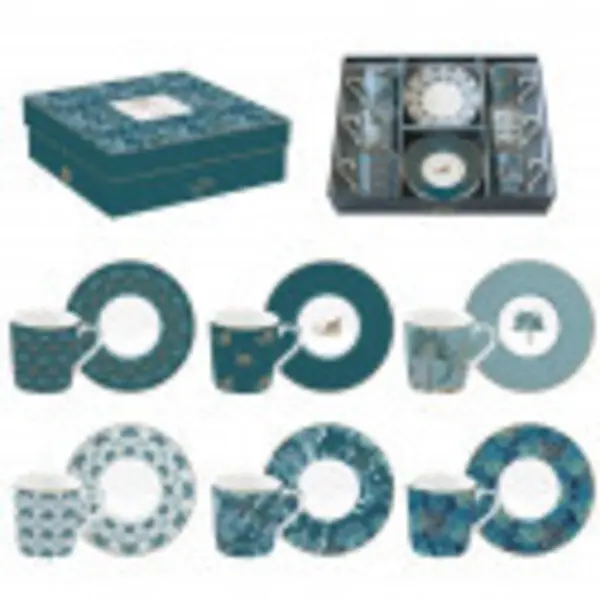 Set 6 Coffee Cups & Saucers In Porcelain 100 Ml R0126#Jung