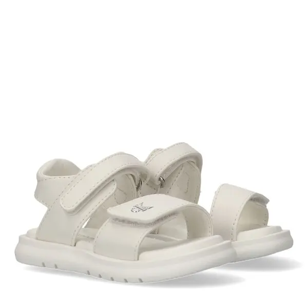 Faux-Leather Sandals with Silver CK Logo