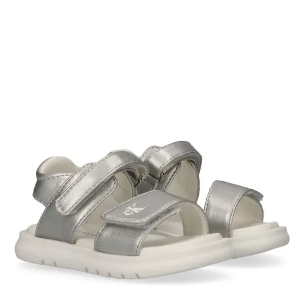 Kids Girls Double-Strap Metallic Sport Sandals