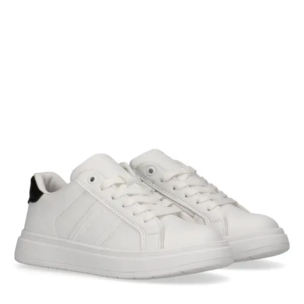 Lace Up Sneakers with Contrasting Black Heel