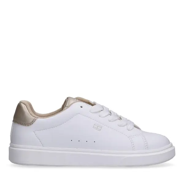 Low Cut Lace Up Leather Sneakers With Colored Heel