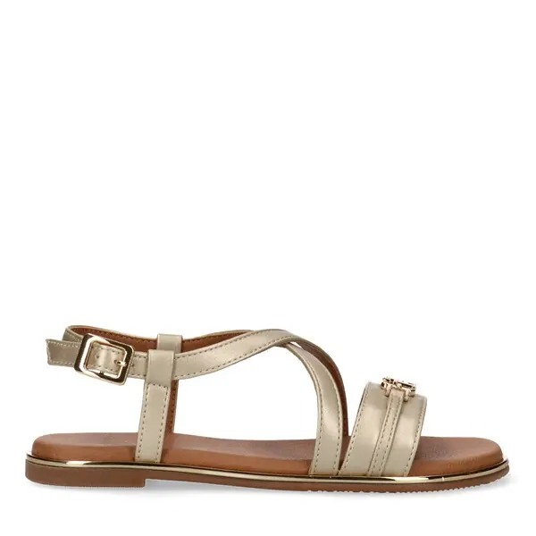 Strappy Sandals With Gold Glitter Accents