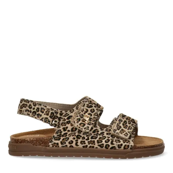 Leopard Print Double-Strap Cork Sandals