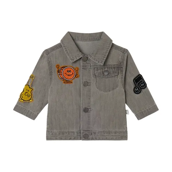 Denim Jacket with Musical Instrument Patches