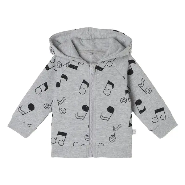Zip-Up Hoodie with Musical Note All-Over Print