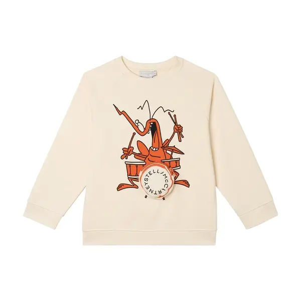 Sweatshirt with Drumming Lobster Graphic and 3D Pouch
