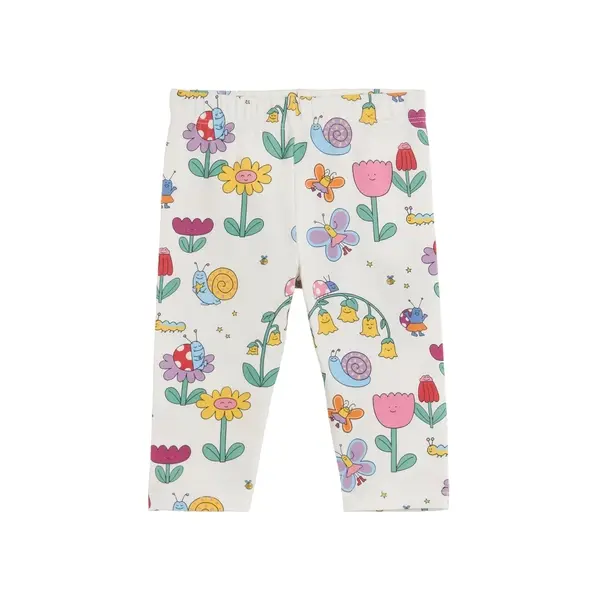Soft Cotton Stretch Pants with Smiling Flowers