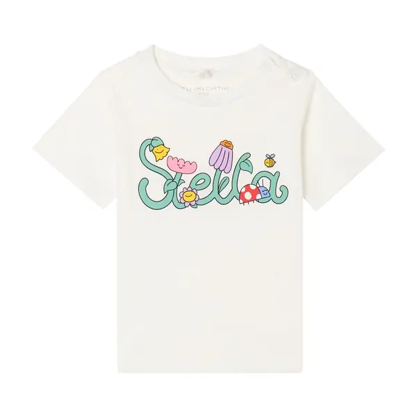 Cotton T-Shirt with Colorful "Stella" Garden Illustration