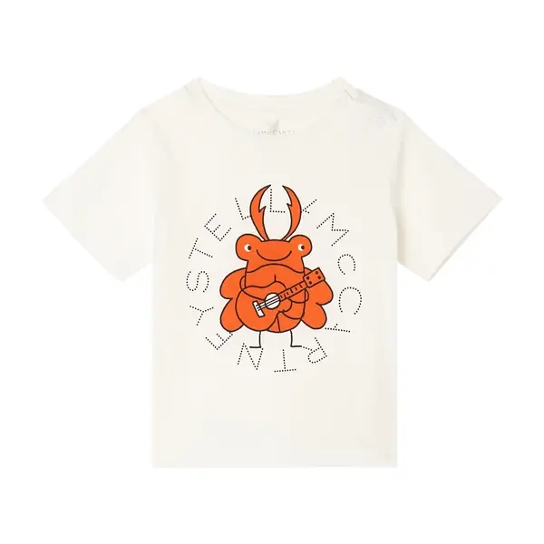 Short Sleeve T-Shirt with Musical Beetle Graphic and Perforated Logo