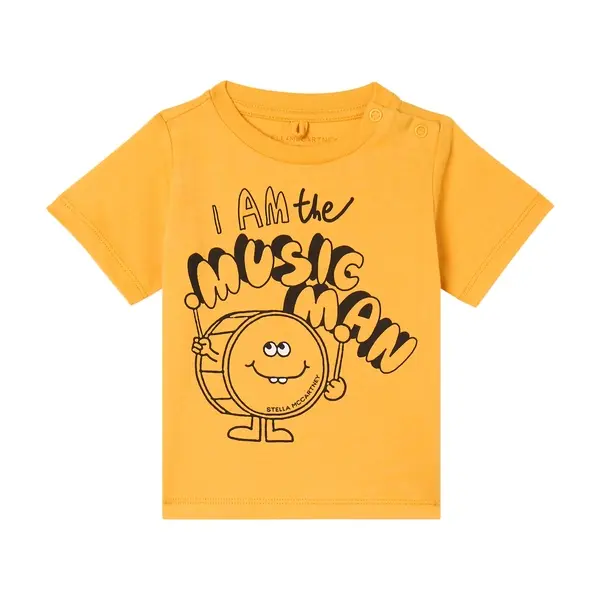 Kids Baby Boy Short Sleeve T-Shirt with Smiling Drum Character Graphic