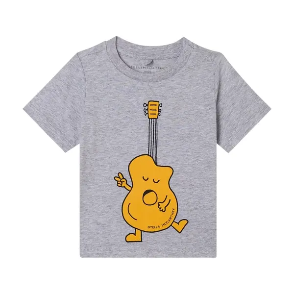 Short Sleeve T-Shirt with Animated Musical Guitar Graphic
