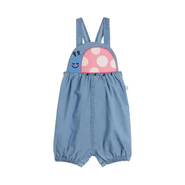Light Wash Denim Romper with Ladybug Graphic