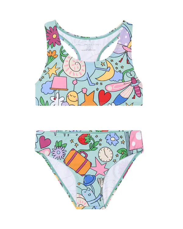 Teal Adventure Character Two-Pieces Swimsuit