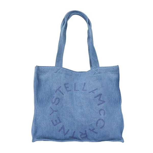 Kids Girls Cotton Denim Tote Bag with Circular Perforated Logo