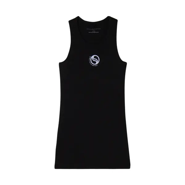 Cotton Ribbed Sleeveless Vest with Circular Logo