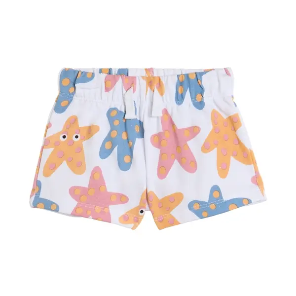 Cotton Jersey Shorts with Colorful Starfish Graphics
