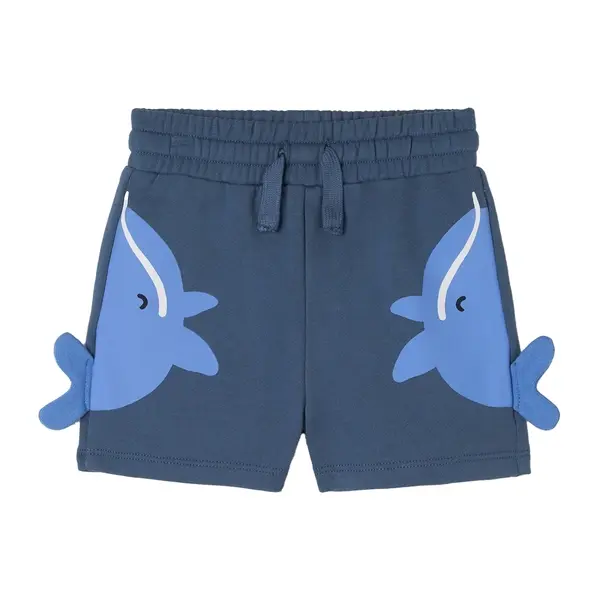 Kids Baby Boy Teal Shark Fin Graphic Shorts