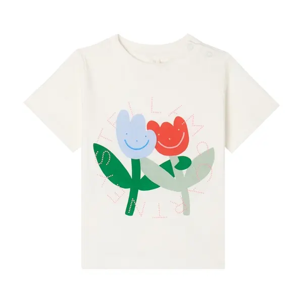 "Happy Tulips" Cotton Graphic Short Sleeve T-Shirt