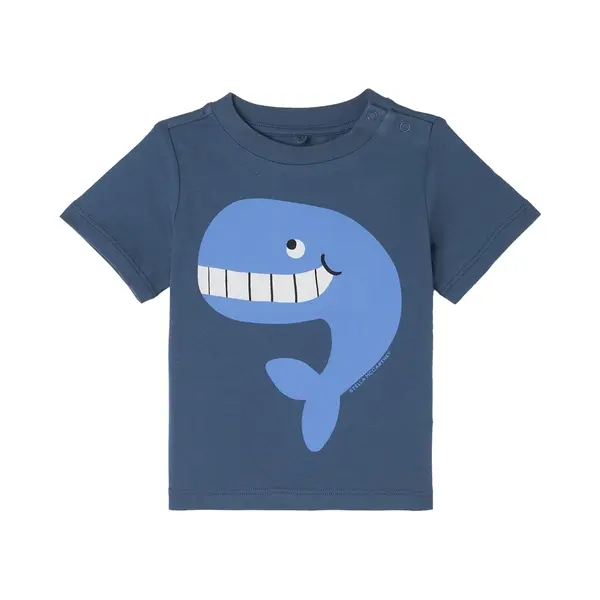 Kids Baby Boy Short Sleeve T-Shirt with Big Smile Whale Print