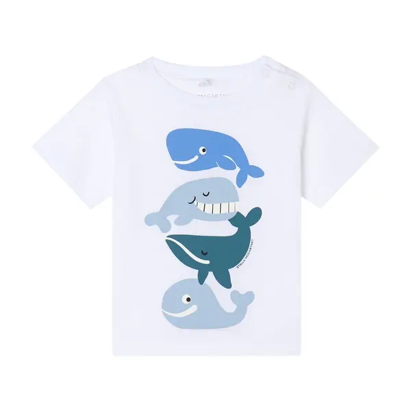 Short Sleeve T-Shirt with Stacked Whale Print