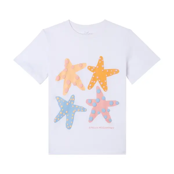 Kids Girls Starfish Quad Textured Cotton Short Sleeve T-Shirt
