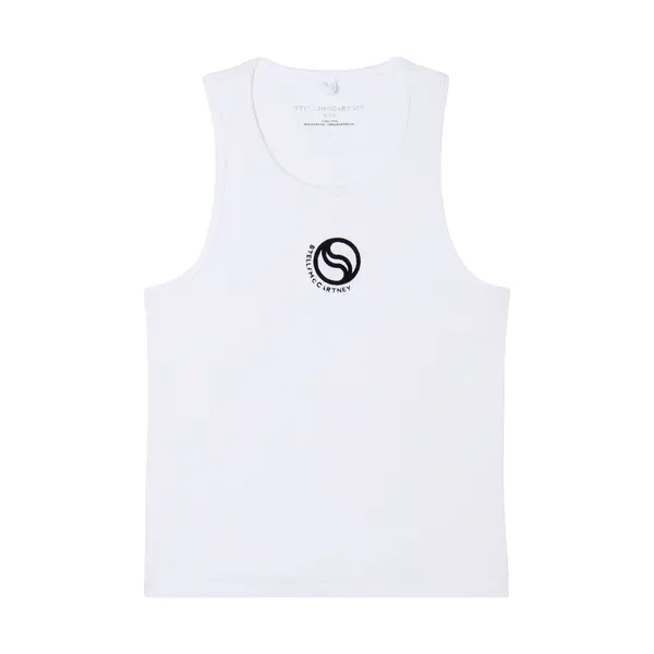 Sleeveless Ribbed Top with Center Logo