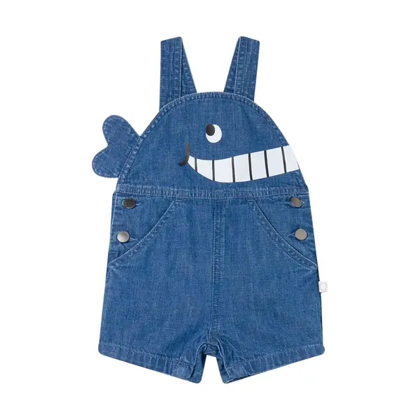 Denim Whale Short Overalls
