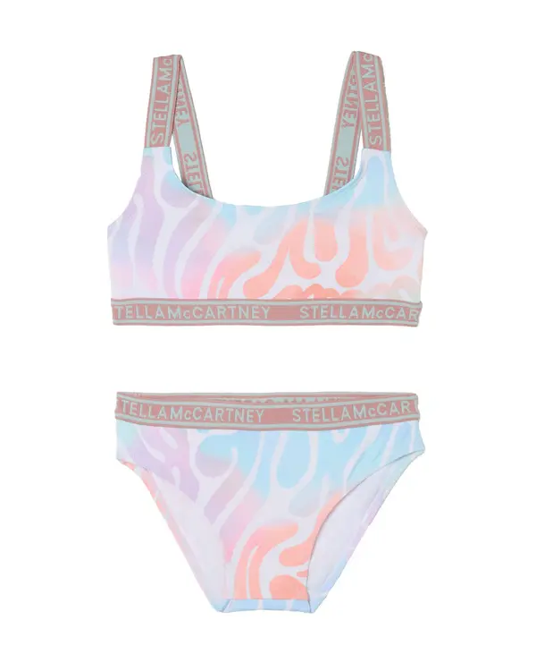 Kids Girls Pastel Marble Print Two-Pieces Swimsuit