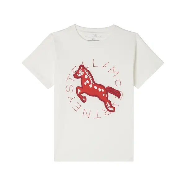 Short Sleeve T-Shirt with Red Jumping Horse Graphic