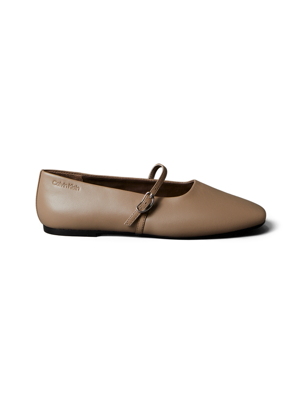 Square Toe Leather Ballerinas Image