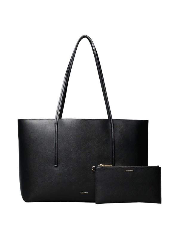 Foil Logo Leather Tote Bag with Pouch