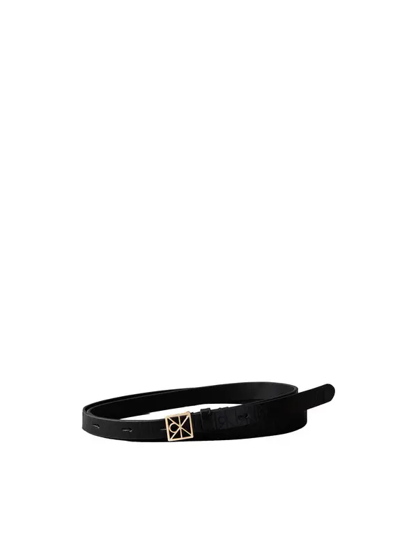 Full Grain Leather Skinny Logo Belt