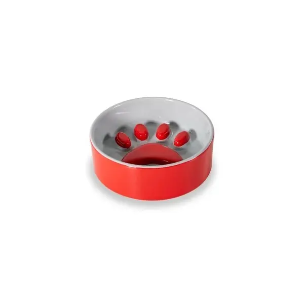 Paw bowl. Ø 12 cm. Color: red and gray.