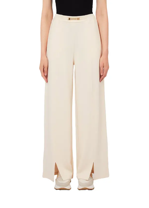 Wide-leg Silhouette Trousers with Slit Details