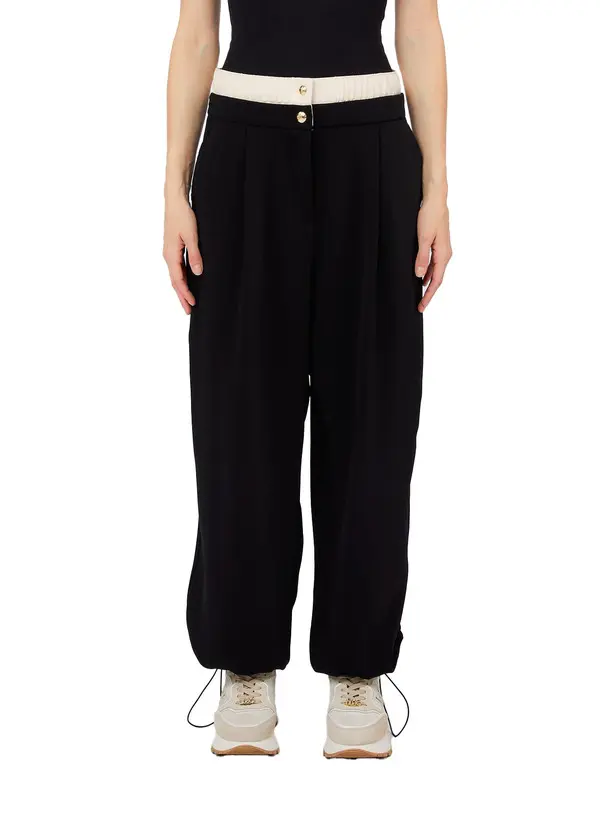 Slouchy Trousers with Double Waistband