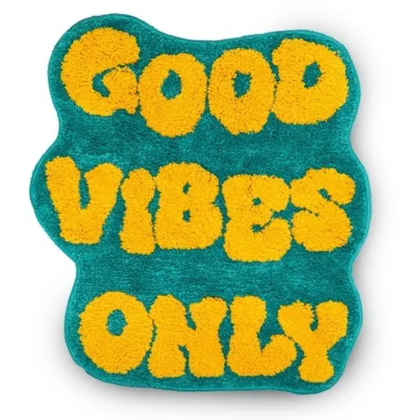 Colorful and Vibrant Rug Good Vibes Only Decor 60 x 64.8 cm Yellow