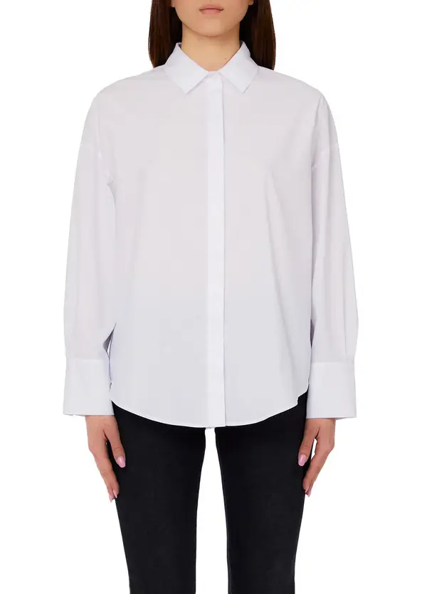 Poplin Shirt with Buttoned Arms