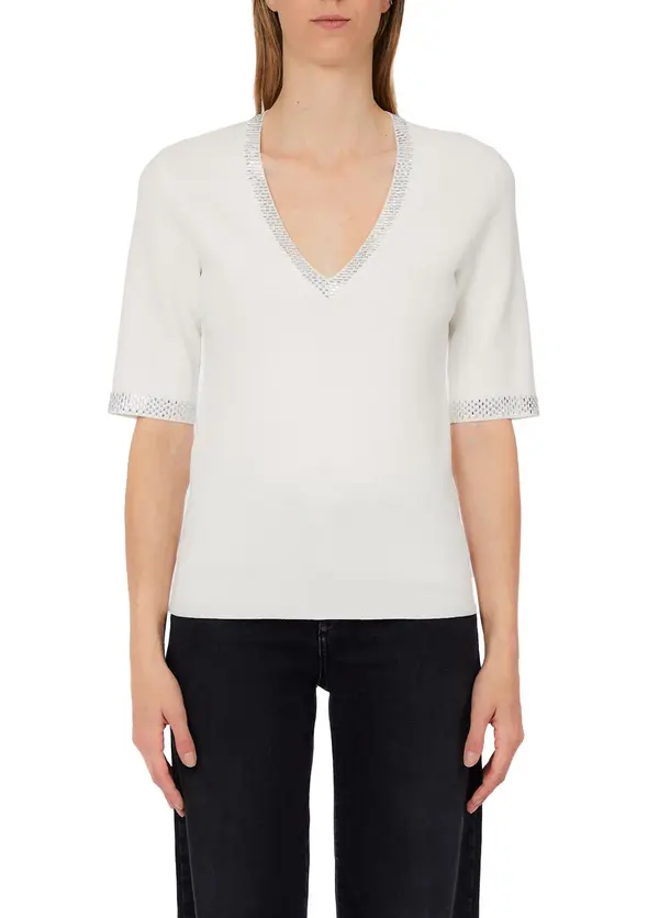 Knit Top with Gemstone Embellishments