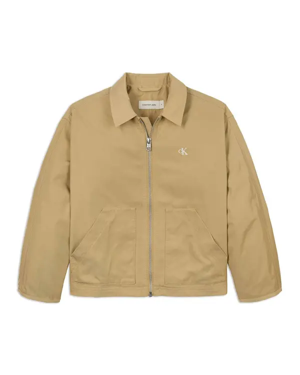 Full-Zip Twill Jacket with Embroidered Logo