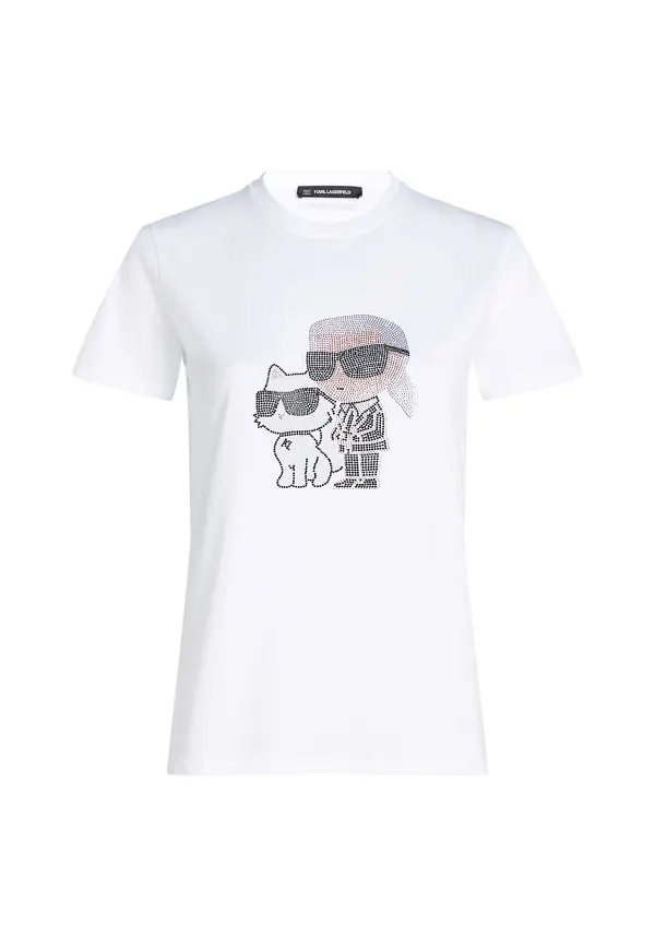 Shimmering Ikon Sketch Karl&Choupette Short Sleeve T-shirt