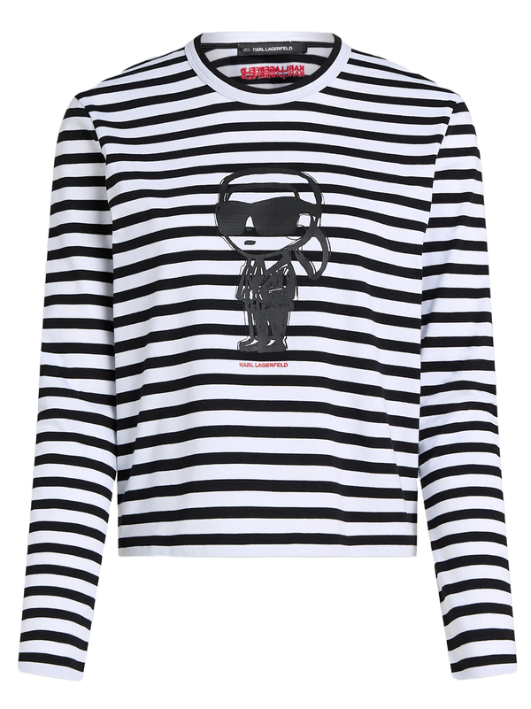 Ikon Print Stripe Long-Sleeved T-shirt
