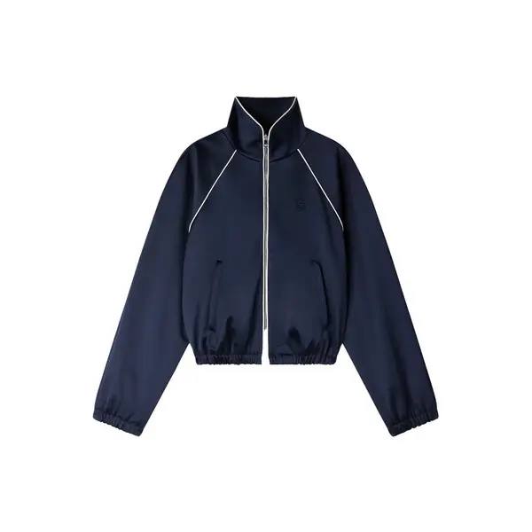 Embroidered Cropped Satin Jacket