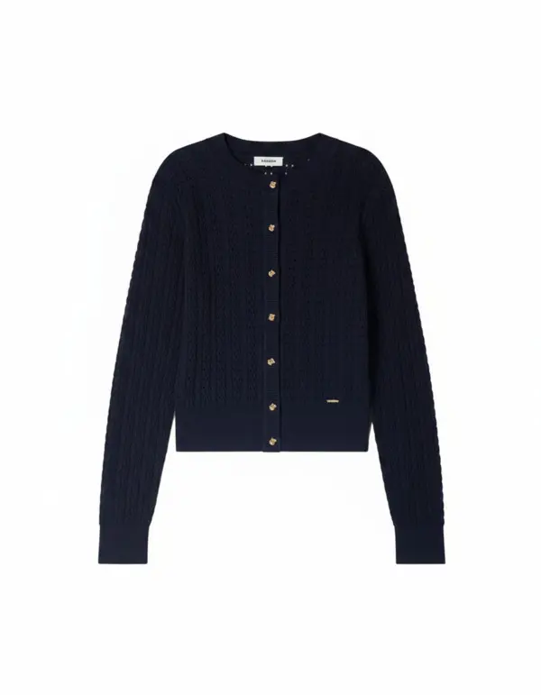 Cropped Textured Knit Cardigan