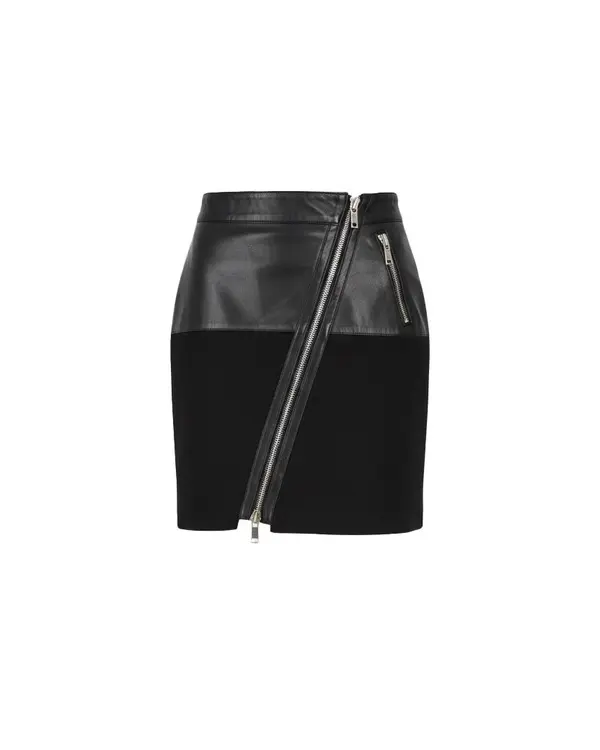Wool-Blend Straight Cut Mini Skirt