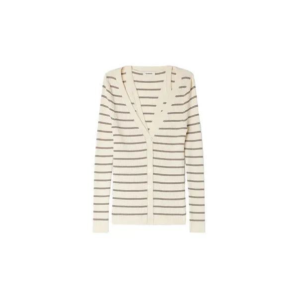 Striped V-neck Cardigan