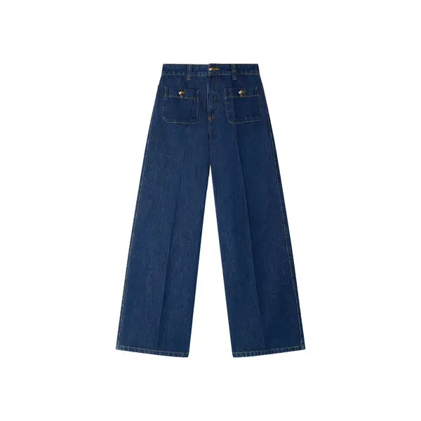 Raw Straight Patch Pocket Jeans