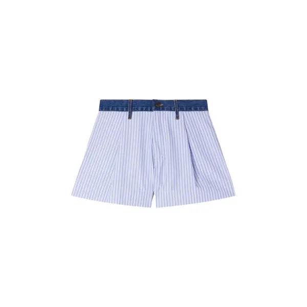 Striped Shorts with Denim Details