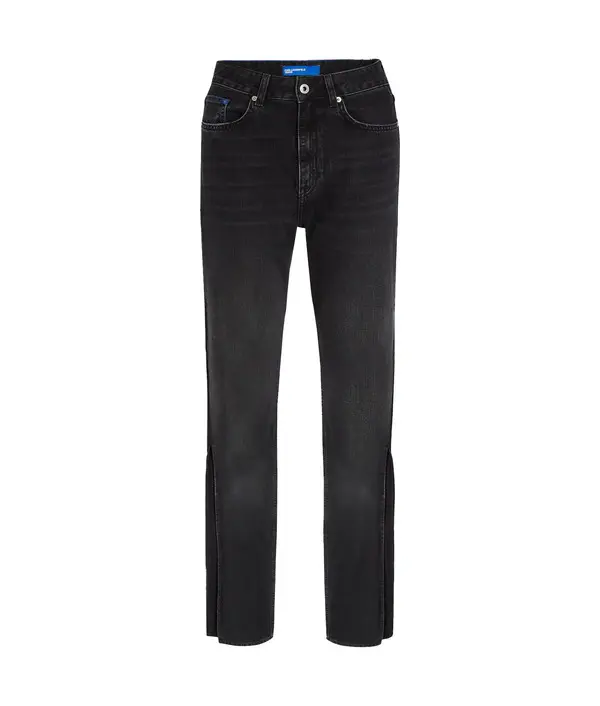 Split-Leg High-rise Straight Jeans